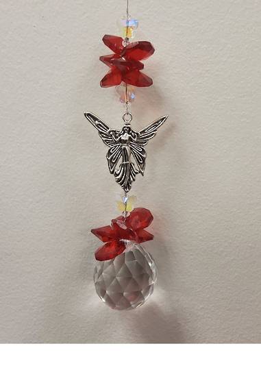 Red Fairy Queen with AB Butterflies Suncatcher image 0